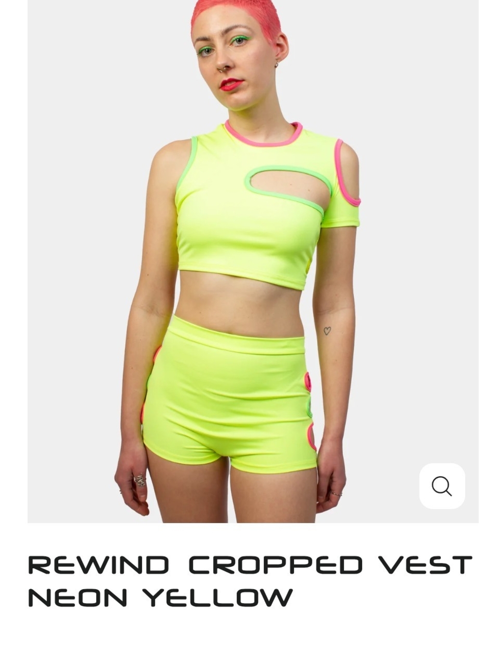 NWT CYBERDOG Rewind Neon Yellow Cropped Cutout Vest